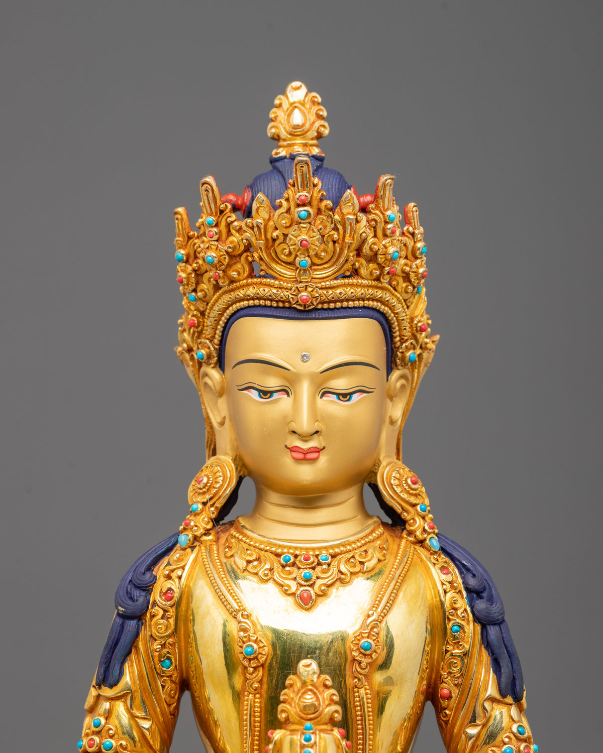 Long Life Buddha Amitayus Copper Statue | Altar Decor for Meditation