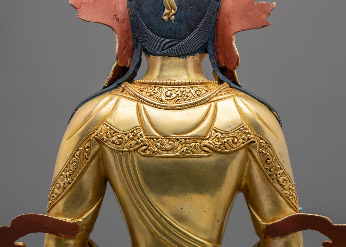 Amitayus Sculpture | 24k Gold Gilded Tibetan Sculpture