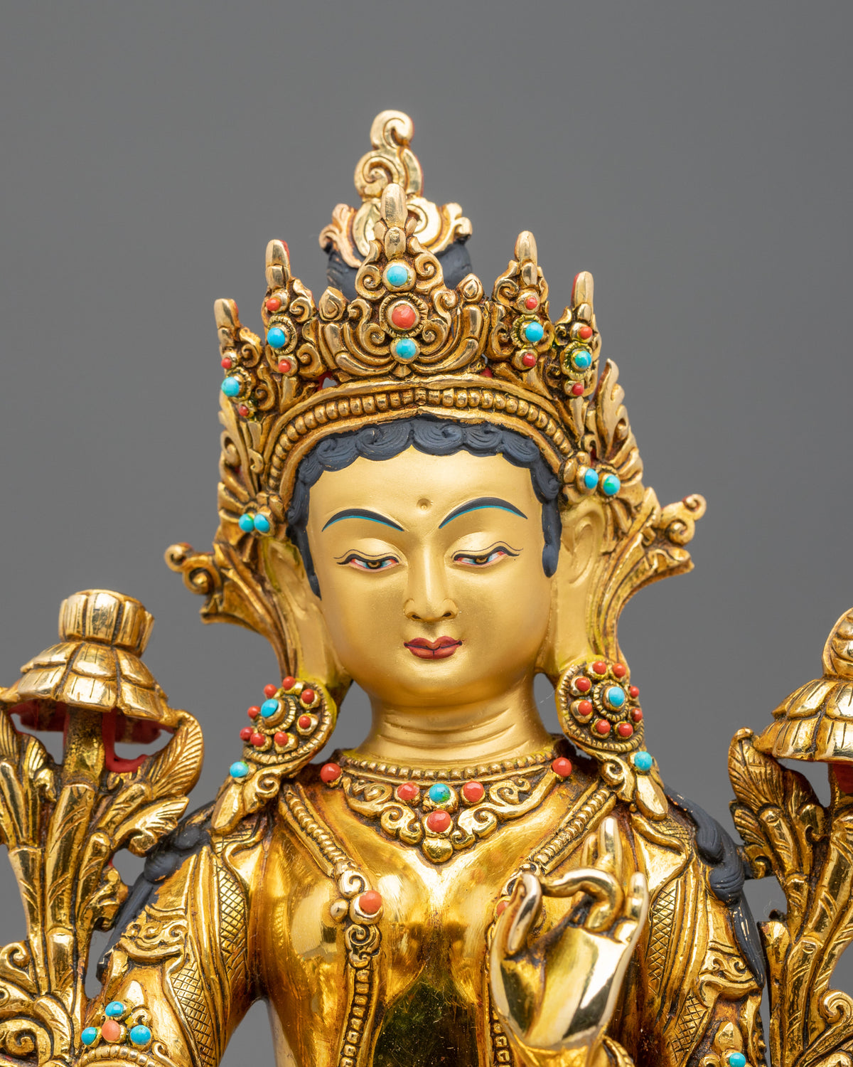 Green Tara 24K Gold Glided Statue for Meditation and Blessings