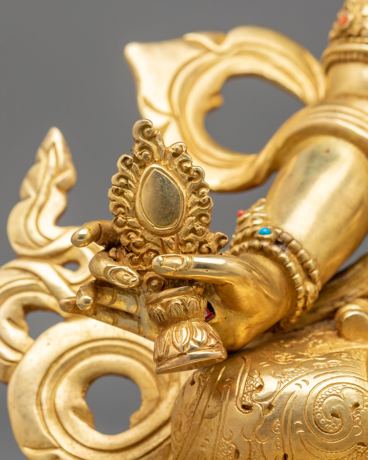 White Umbrella Deity Dukar Golden Statue | 24K Gold Gilded Copper Sculpture