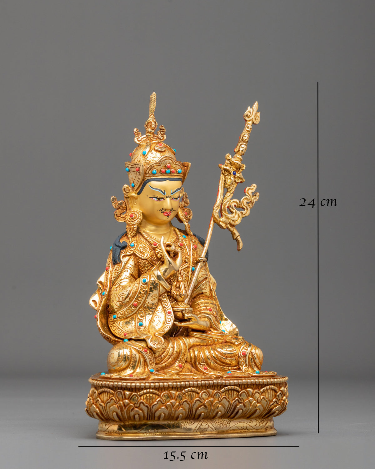 Guru Tsokye Dorje Copper Sculpture | 24K Gold Gilded