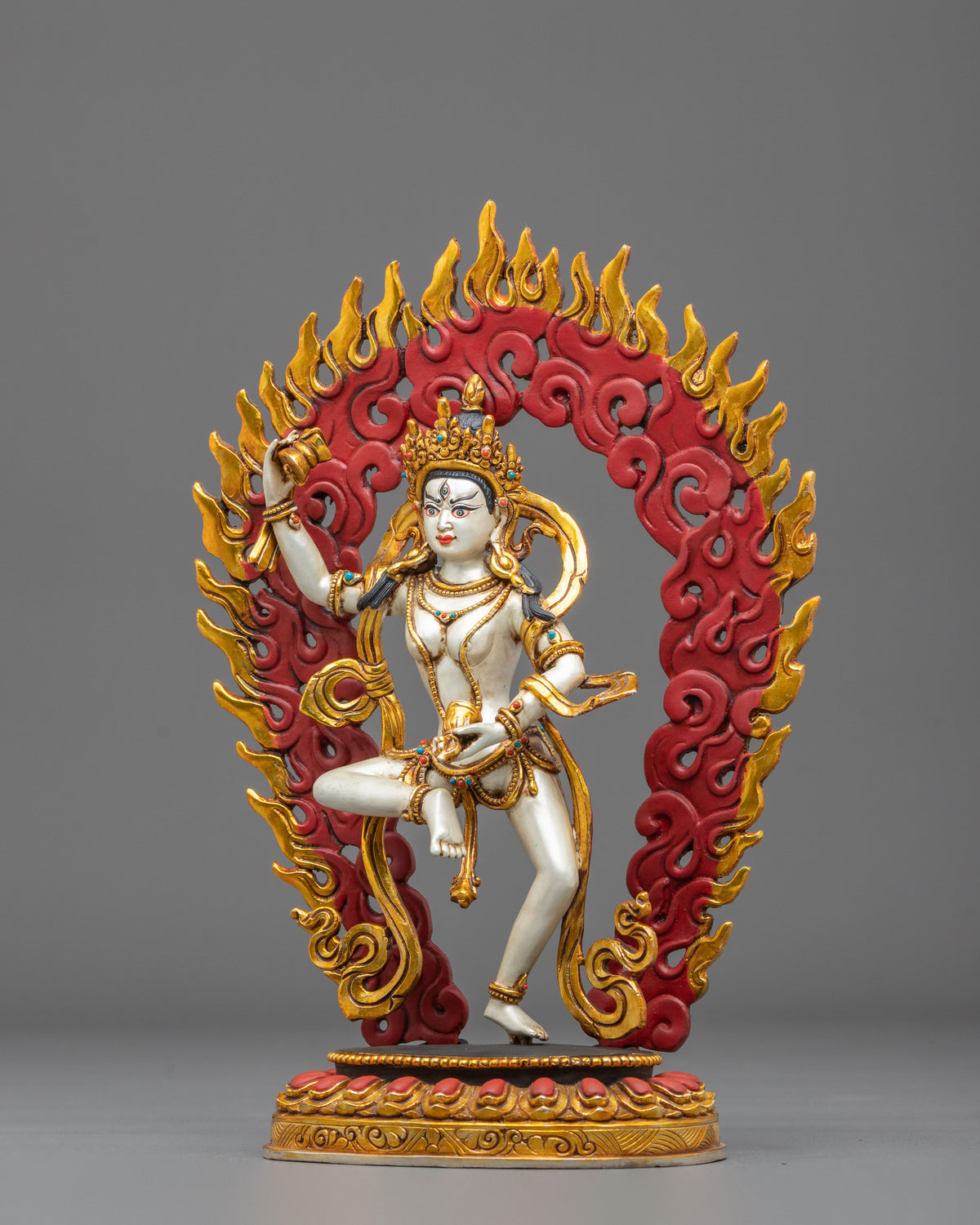 Machig Labdron Vajrayana Statue | Copper Statue with Hand carved Gemstones