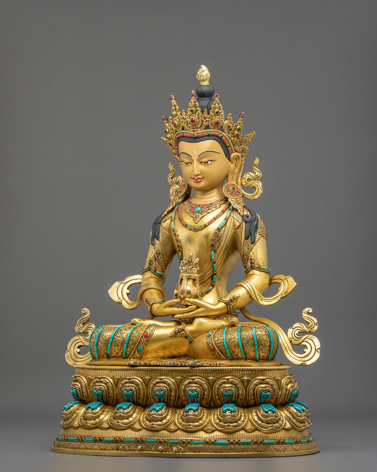 Buddhist Deity Amitayus Copper Figurine | 51cm Handcrafted Statue