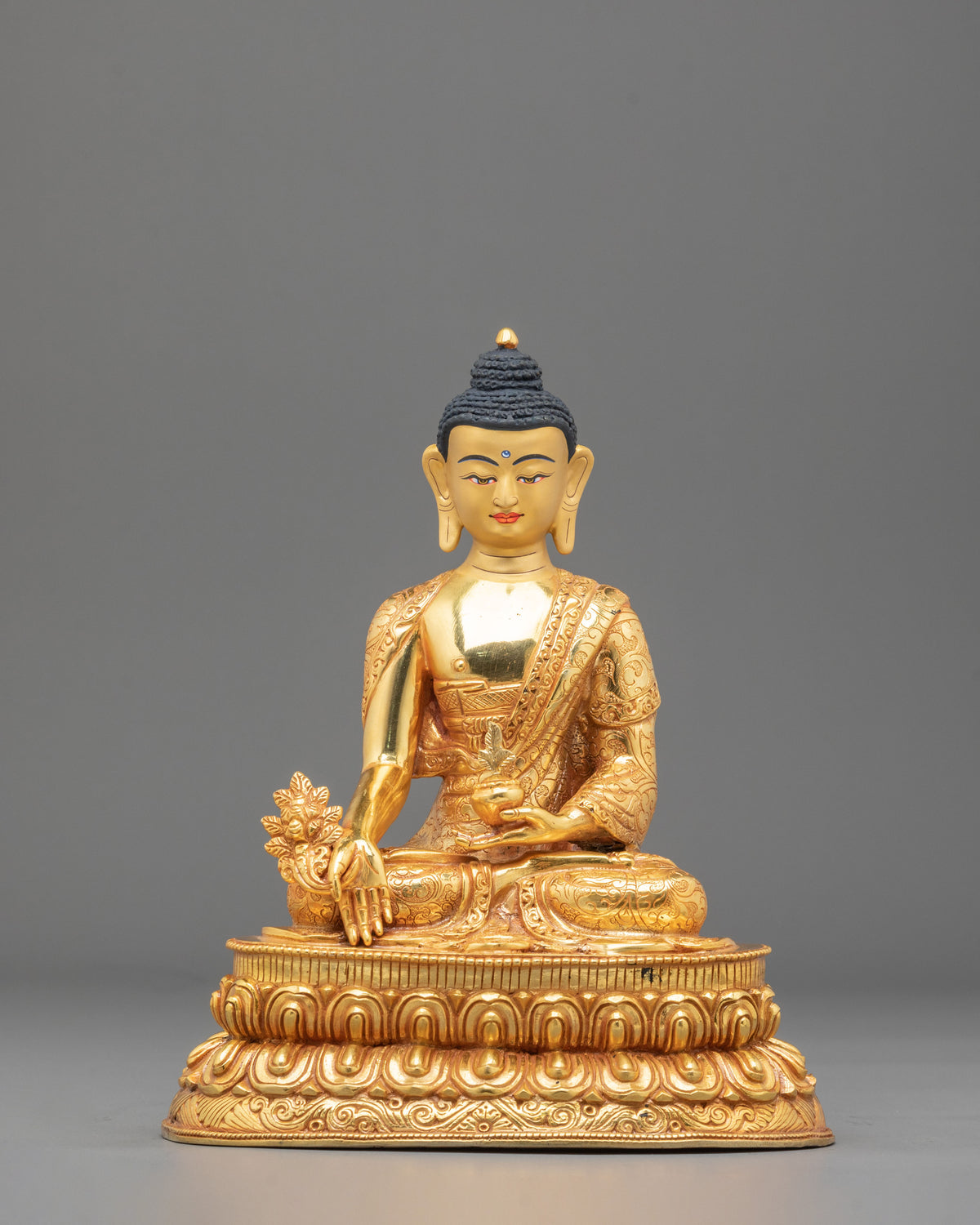 Medicine Buddha 24K Gold Gilded Statue of Healing