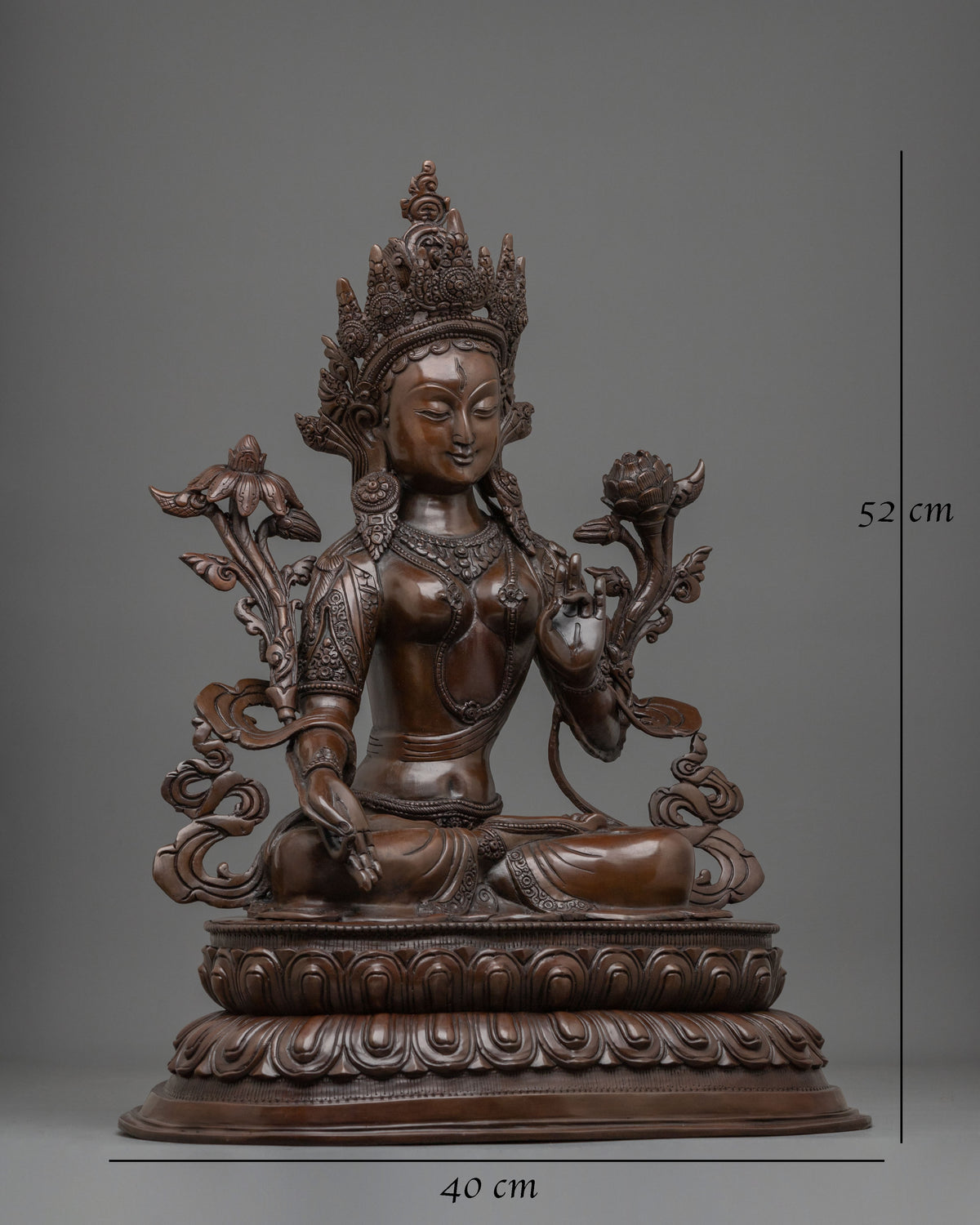 White Tara Oxidized Copper Sculpture for Altar Decor