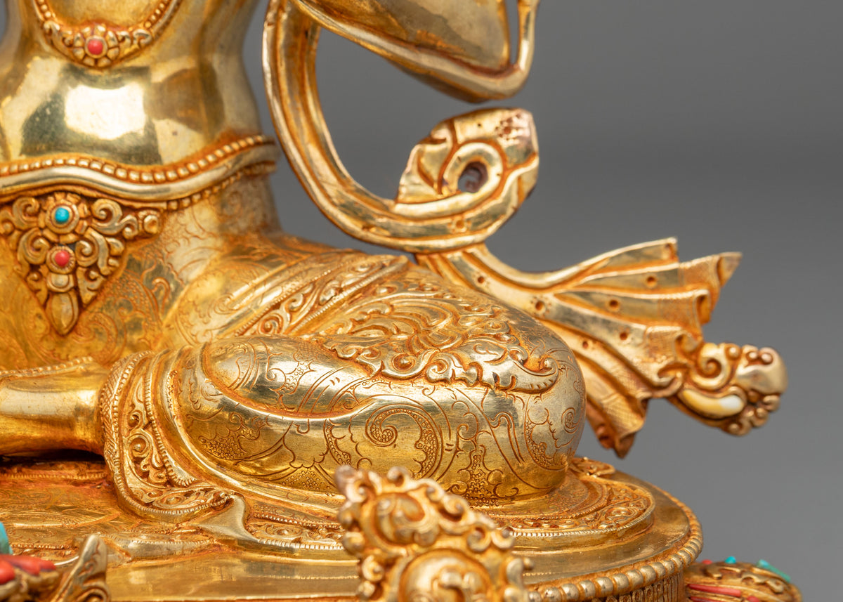 24K Gold Coated Green Tara Sacred Sculpture | Goddess of Compassion