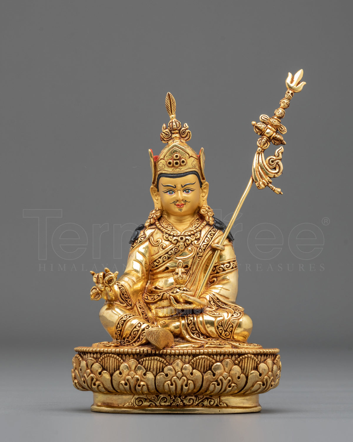 Guru Rinpoche Traditional Buddhist Statue | Tibetan Dharma Master Sculpture