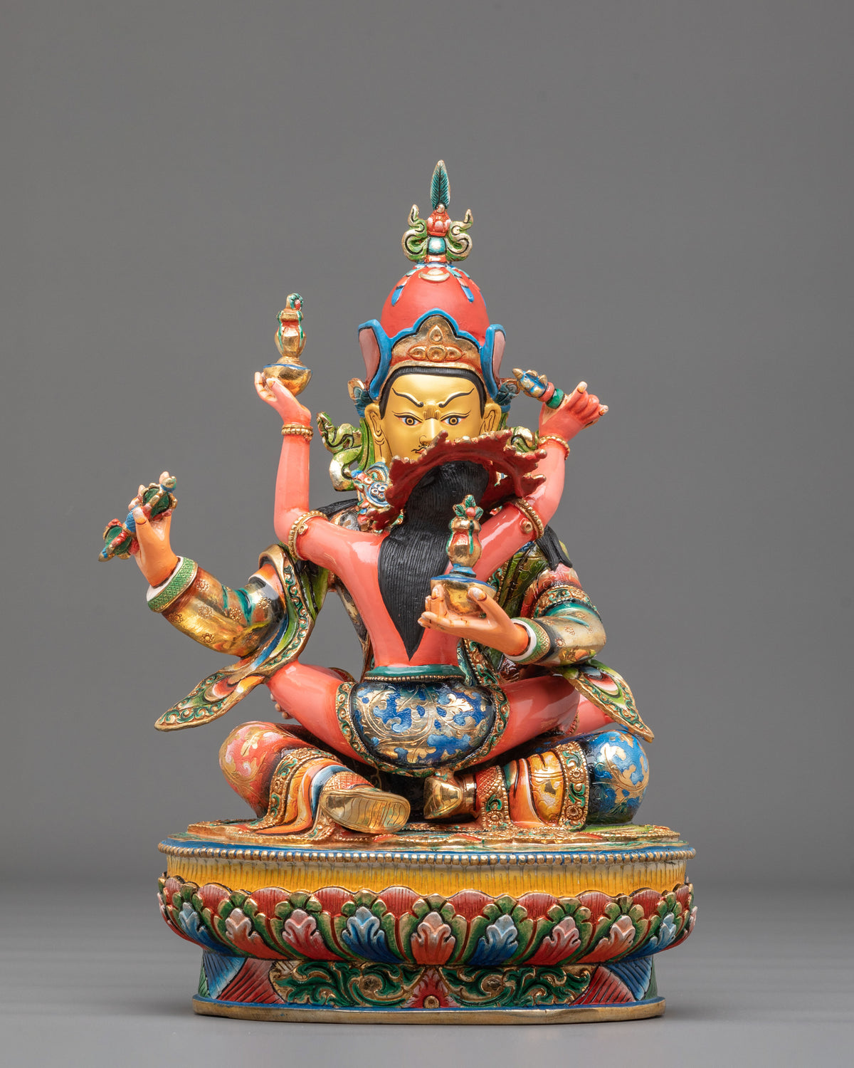 Guru Rinpoche Sculpture with Consort | Buddhist Handmade Artwork