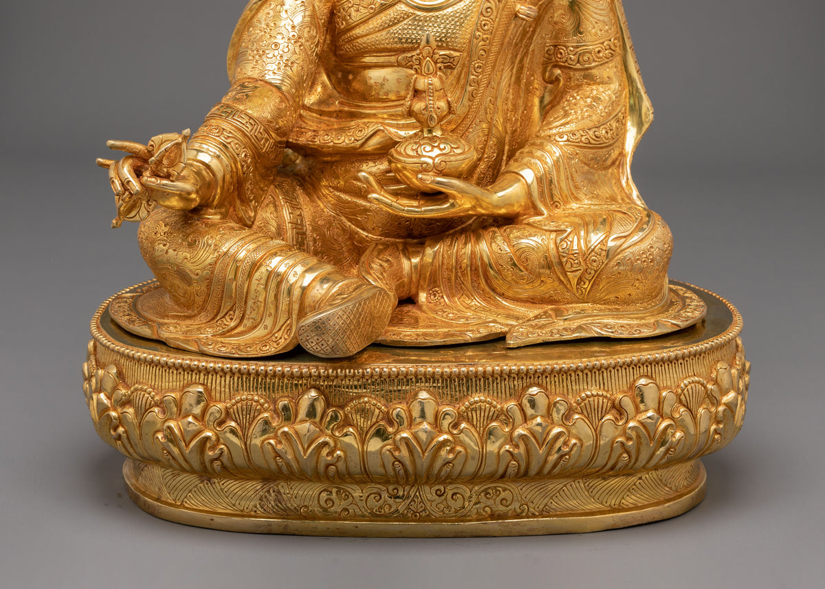 24K Gold Gilded Sacred Sculpture of Guru Rinpoche