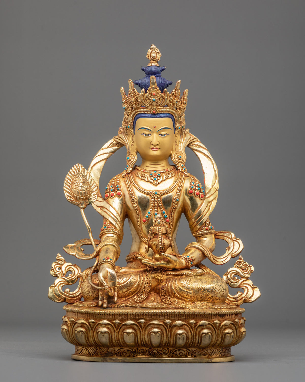 shitigarbha Bodhisattva Figurine | 24K Gold Gilded Buddhist Sculpture