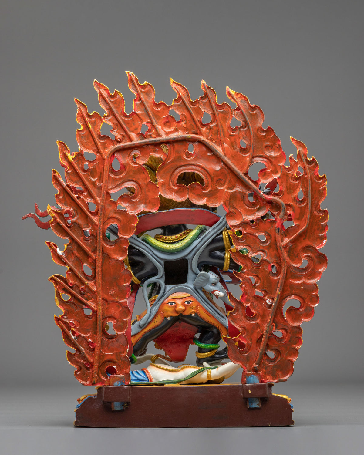 Six Armed Mahakala Himalayan Sculpture | Wrathful Protector of Dharma