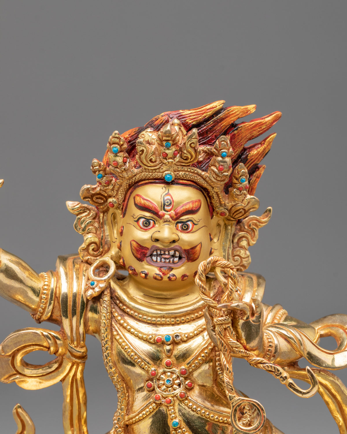 Vajrapani Force of Awakening Sculpture | 24K Gold Gilded Buddhist Protector