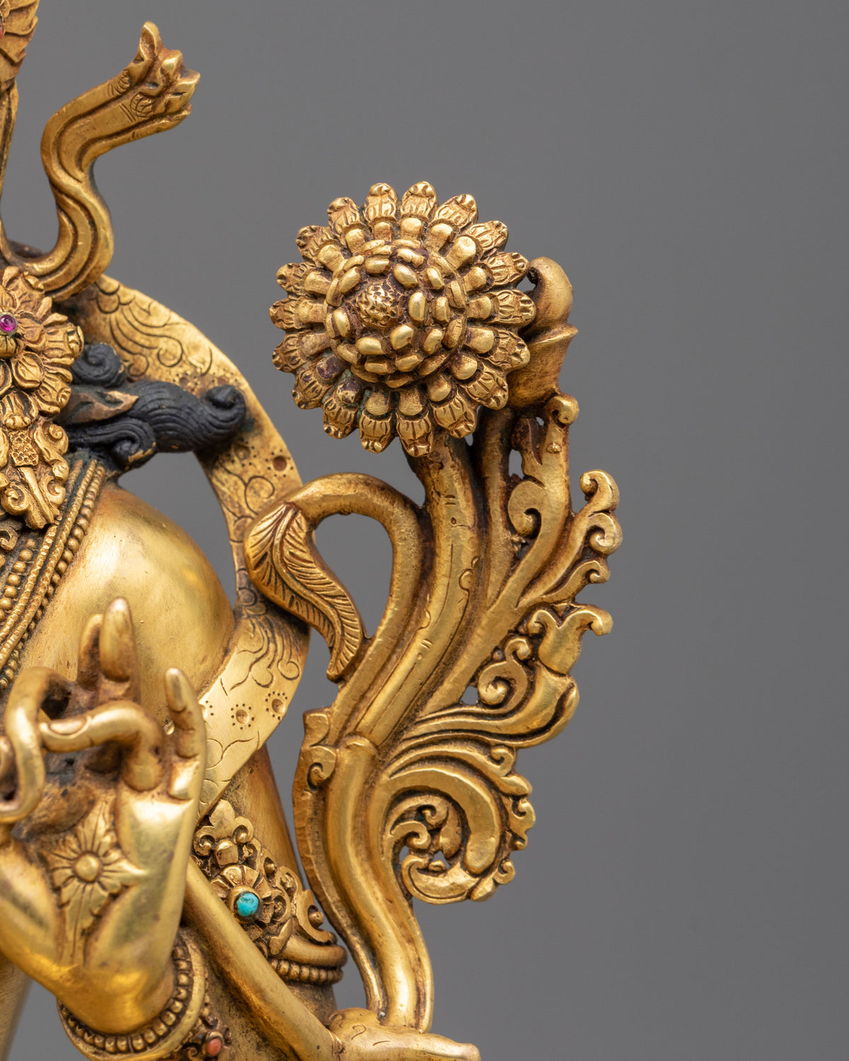 24k Gold Coated Green Tara Sculpture | Tibetan Guardian