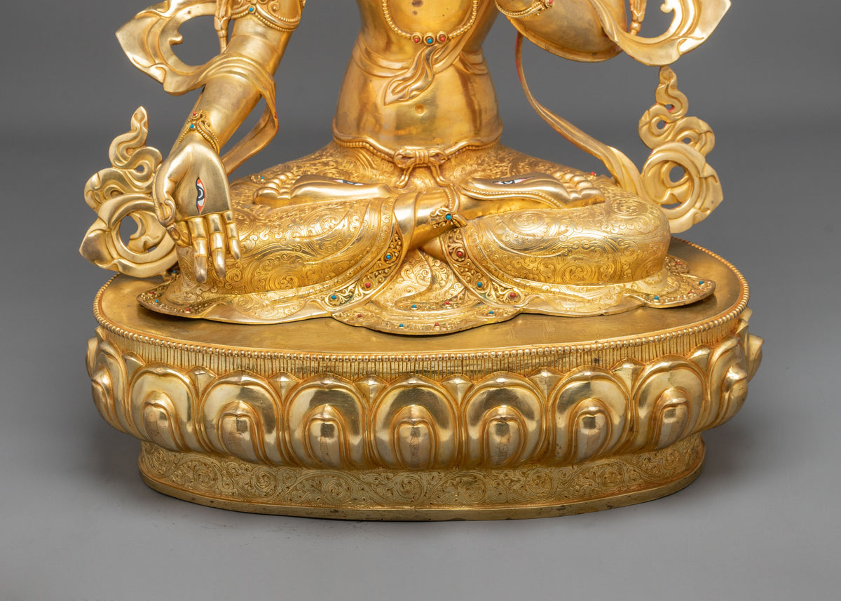 Long Life Goddess White Tara Sculpture | Goddess of of Compassion and Longevity