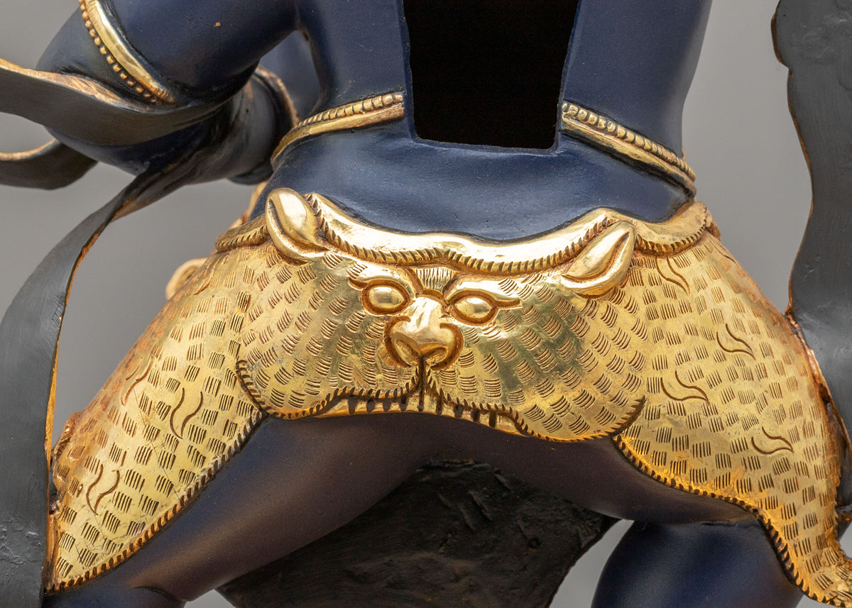 Vajrapani Wrathful Bodhisattva Sculpture | 24K Gold Gilded Buddhist Protector Statue