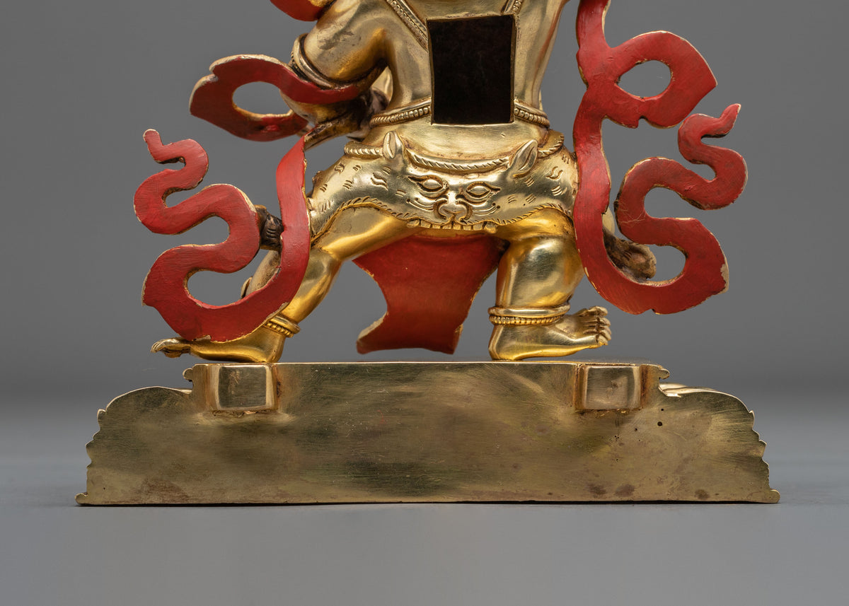 Vajrapani 24K Gold Gilded Sculpture: Wrathful Protector and Holder of the Vajra