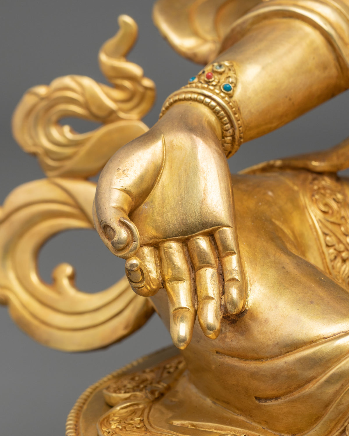 24K Gold Gilded Green Tara Copper Figurine | Home Decor