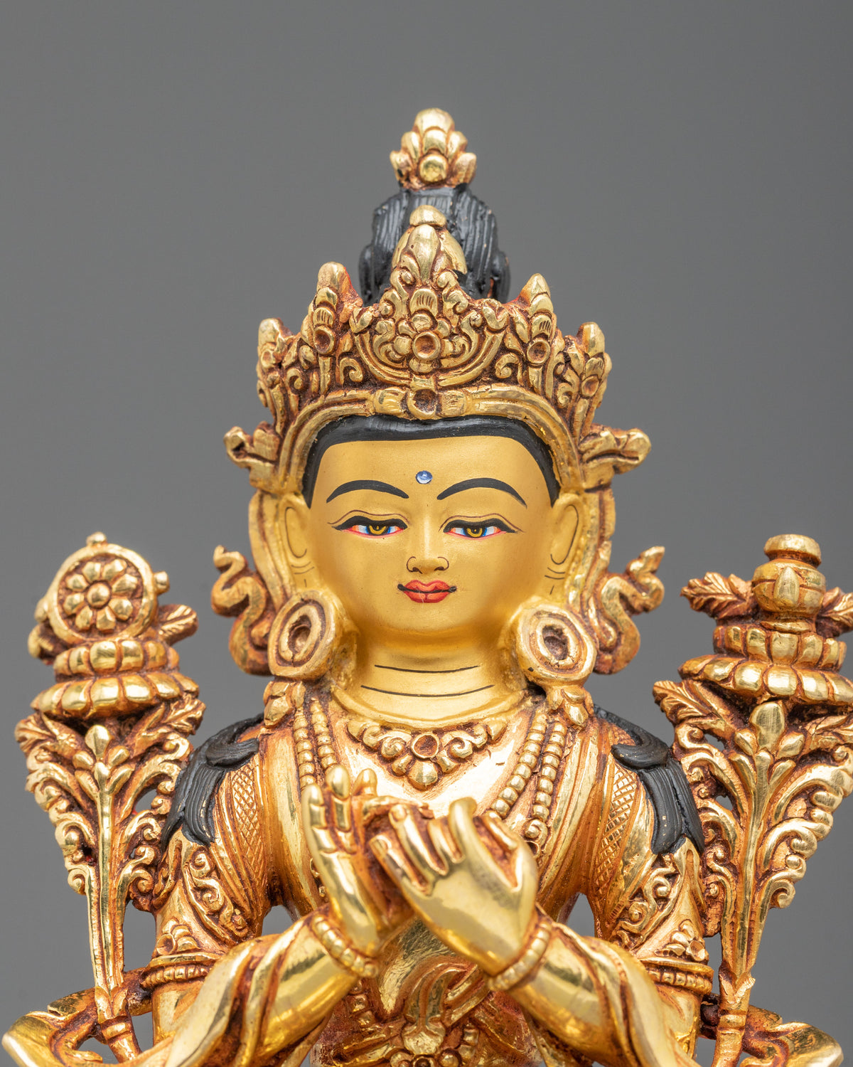 Maitreya Buddha Handmade Copper Statue - Serene Devotional Sculpture