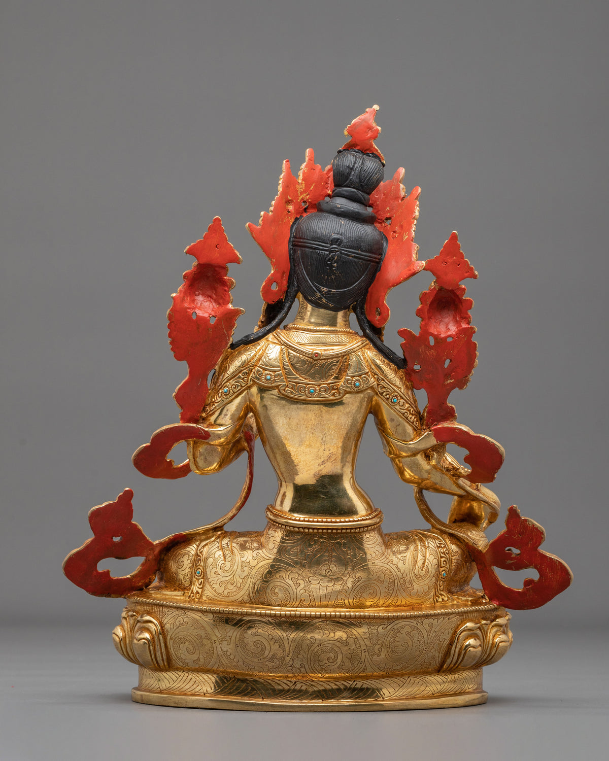 Tibetan Goddess Green Tara Handmade Statue | 24K Gold Gilded Compassion Sculpture