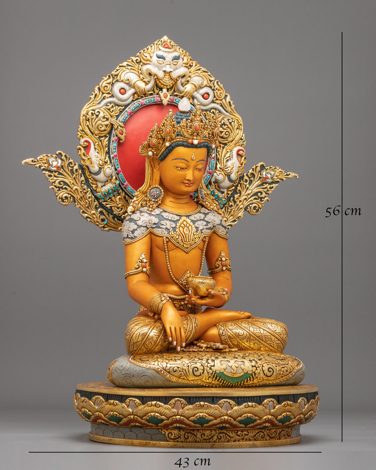 handmade 24k gold glided crown shakyamuni buddha statue
