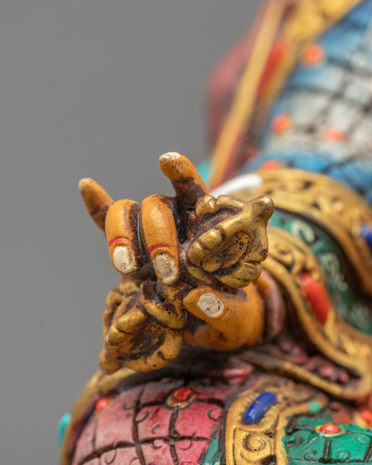 Handmade Tibetan Statue of Guru Rinpoche Sculpture: 24K Gold Gilded