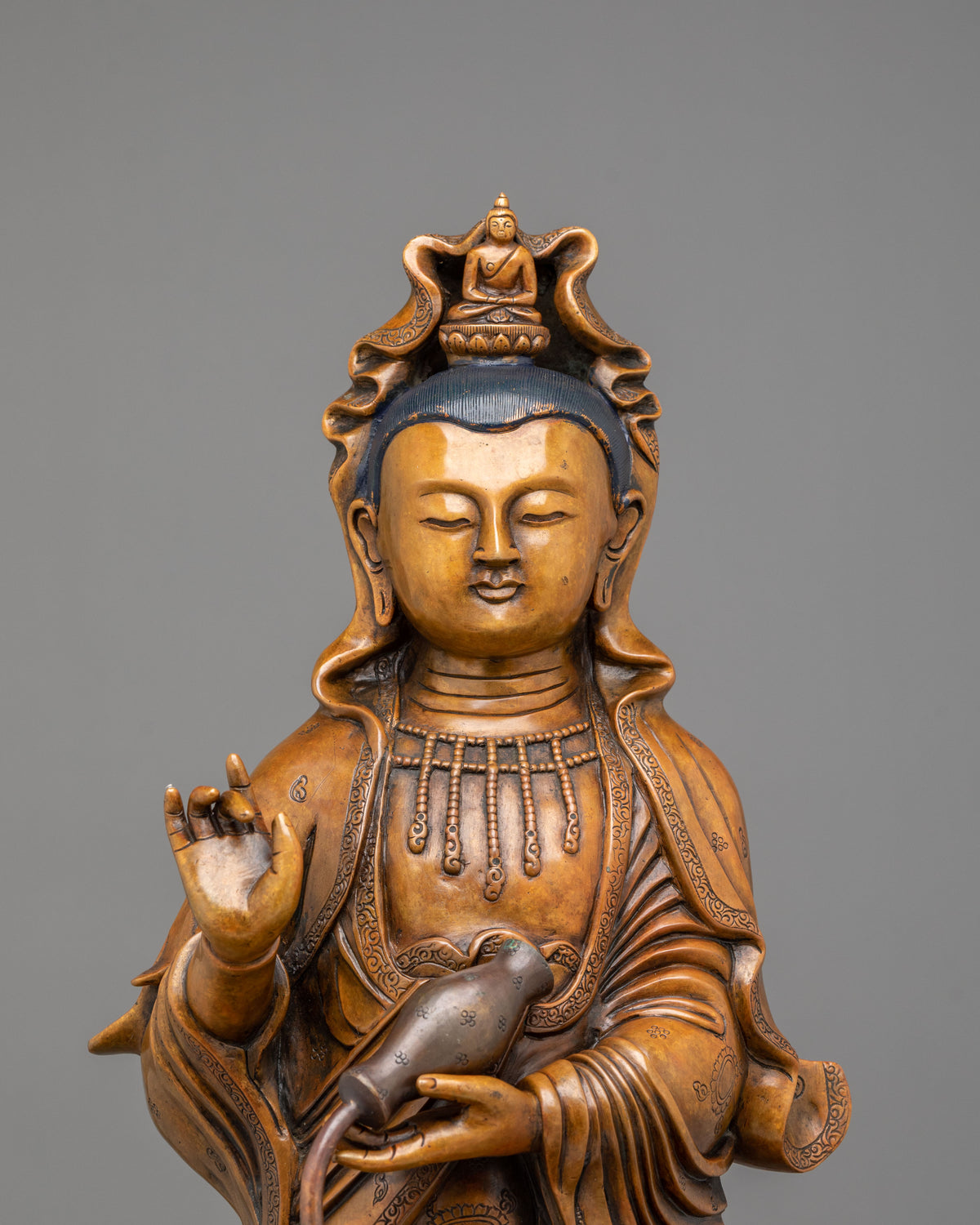 Chinese Standing Buddha Spiritual Statue | Handmade Traditional Sacred Sculpture