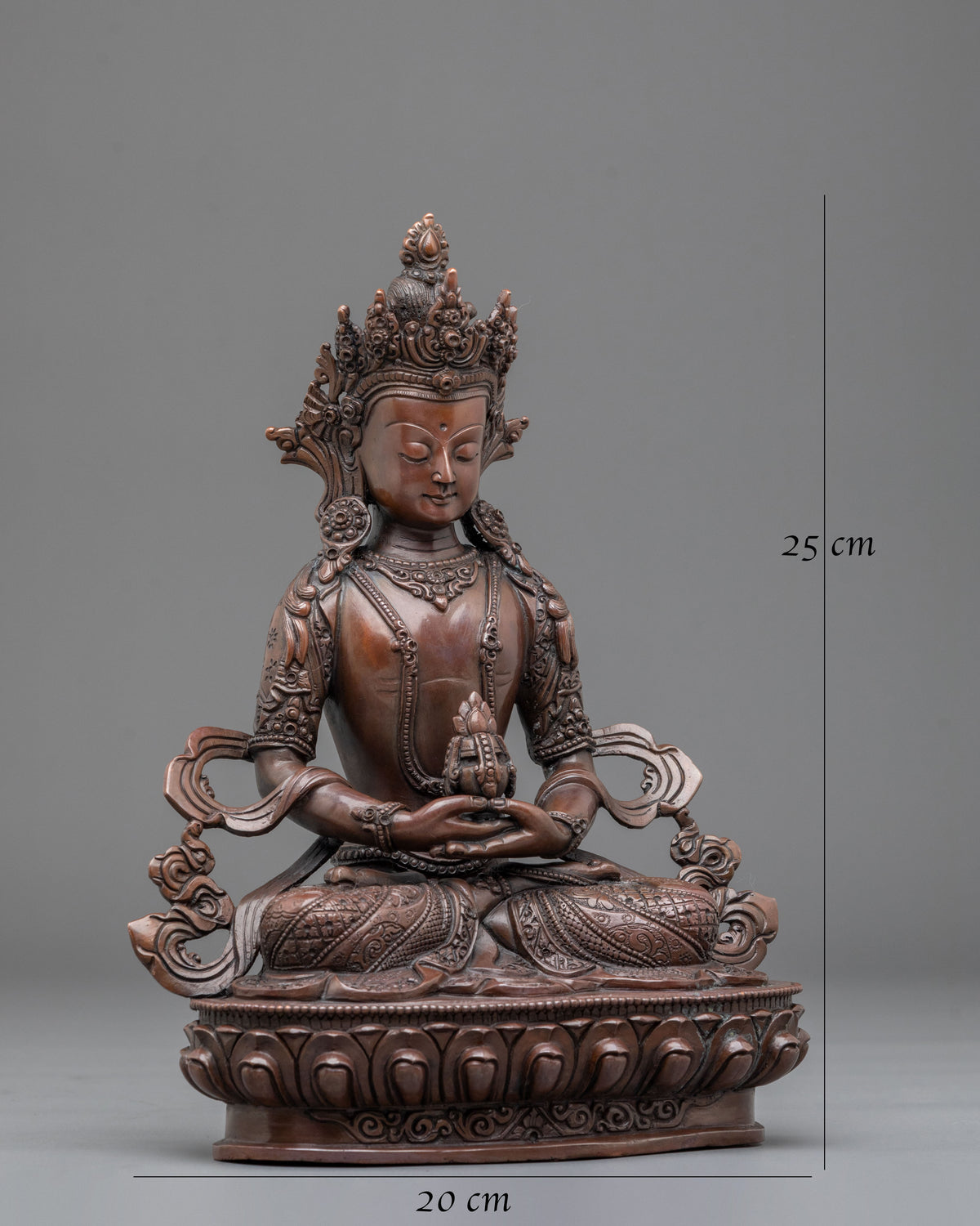 Amitayus Oxidized Copper Statue | Symbol of Longevity