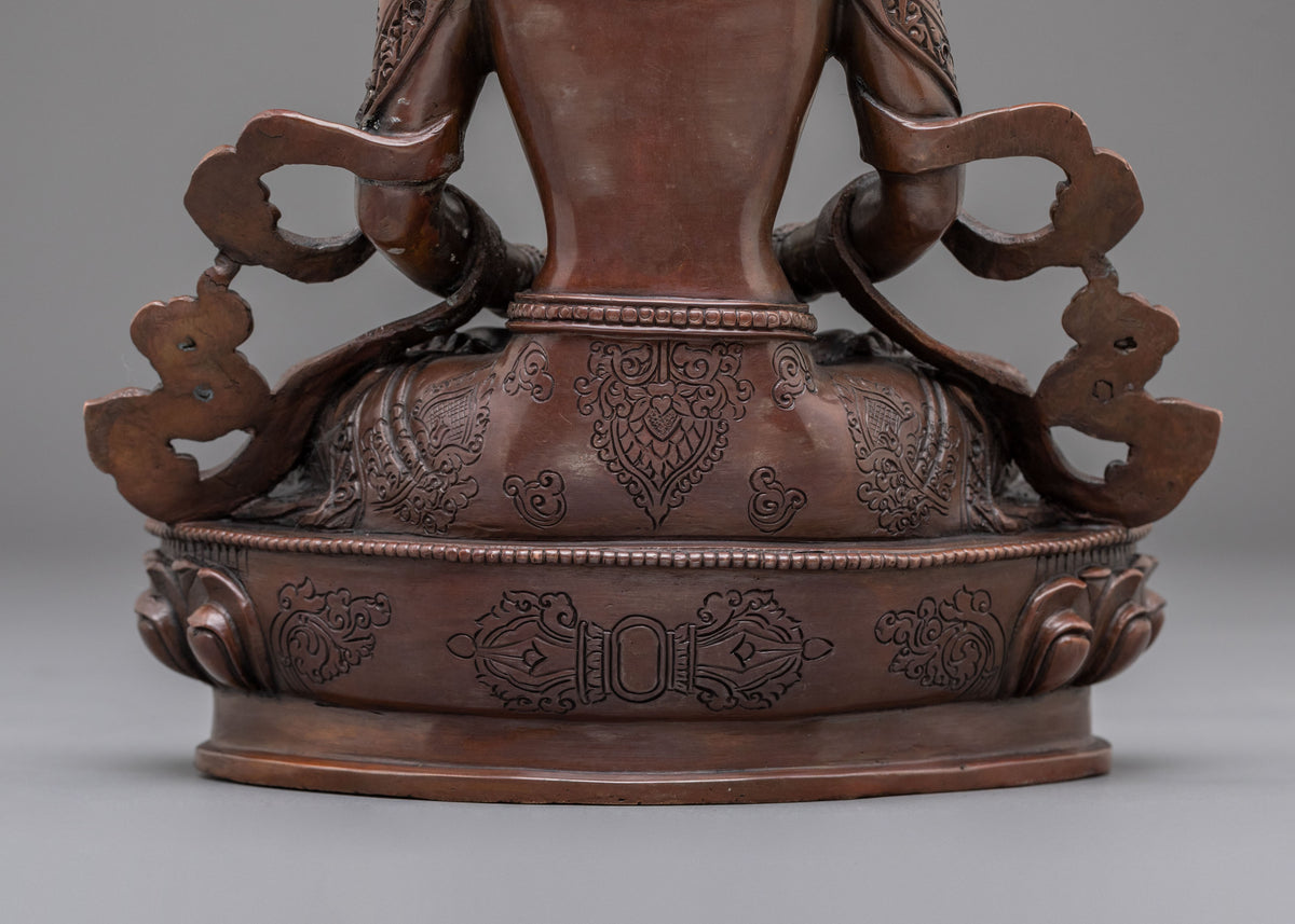 Amitayus Oxidized Copper Statue | Symbol of Longevity