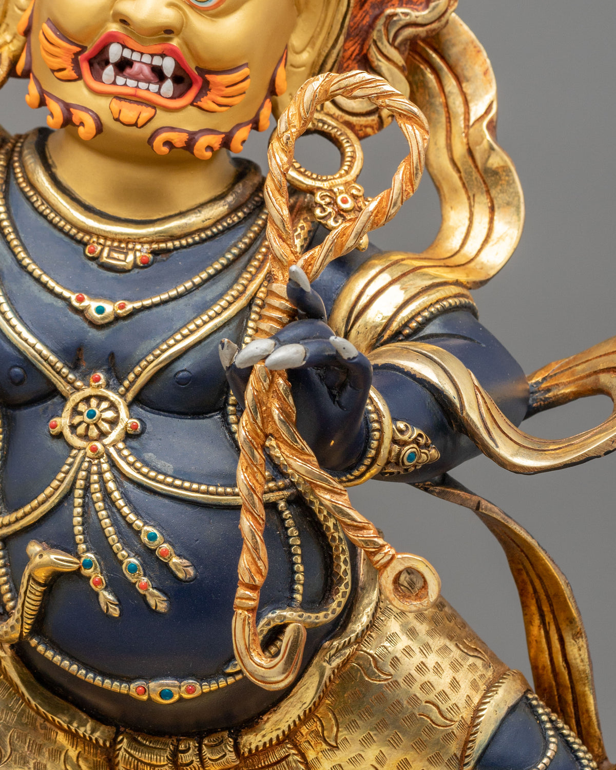 Vajrapani Wrathful Bodhisattva Sculpture | 24K Gold Gilded Buddhist Protector Statue