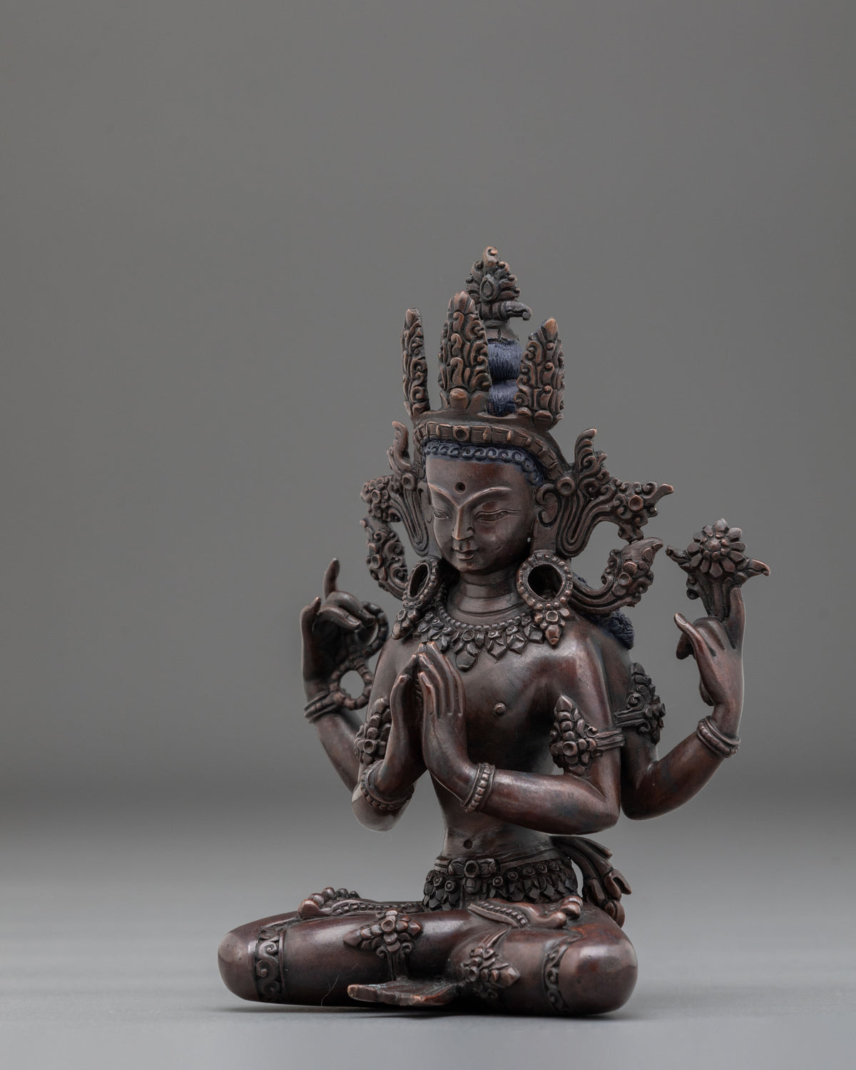 Chenrezig Oxidized Copper Handcrafted Statue