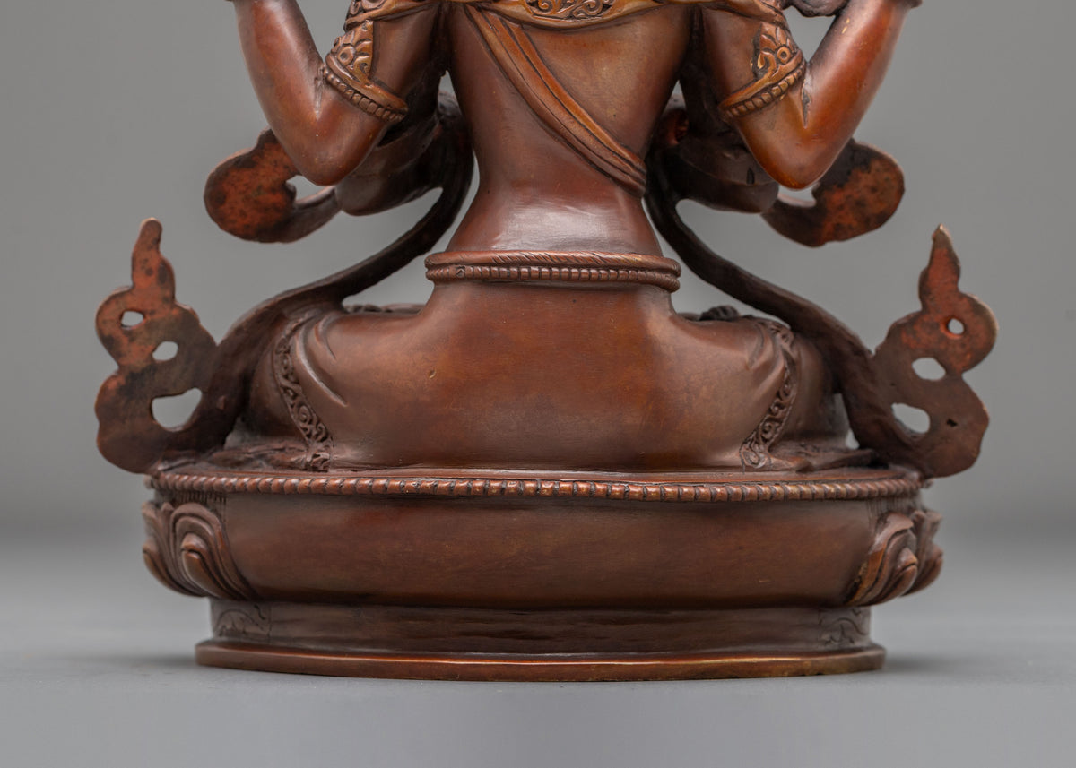Chenrezig Sacred Statue | Oxidized Copper Lord of Compassion