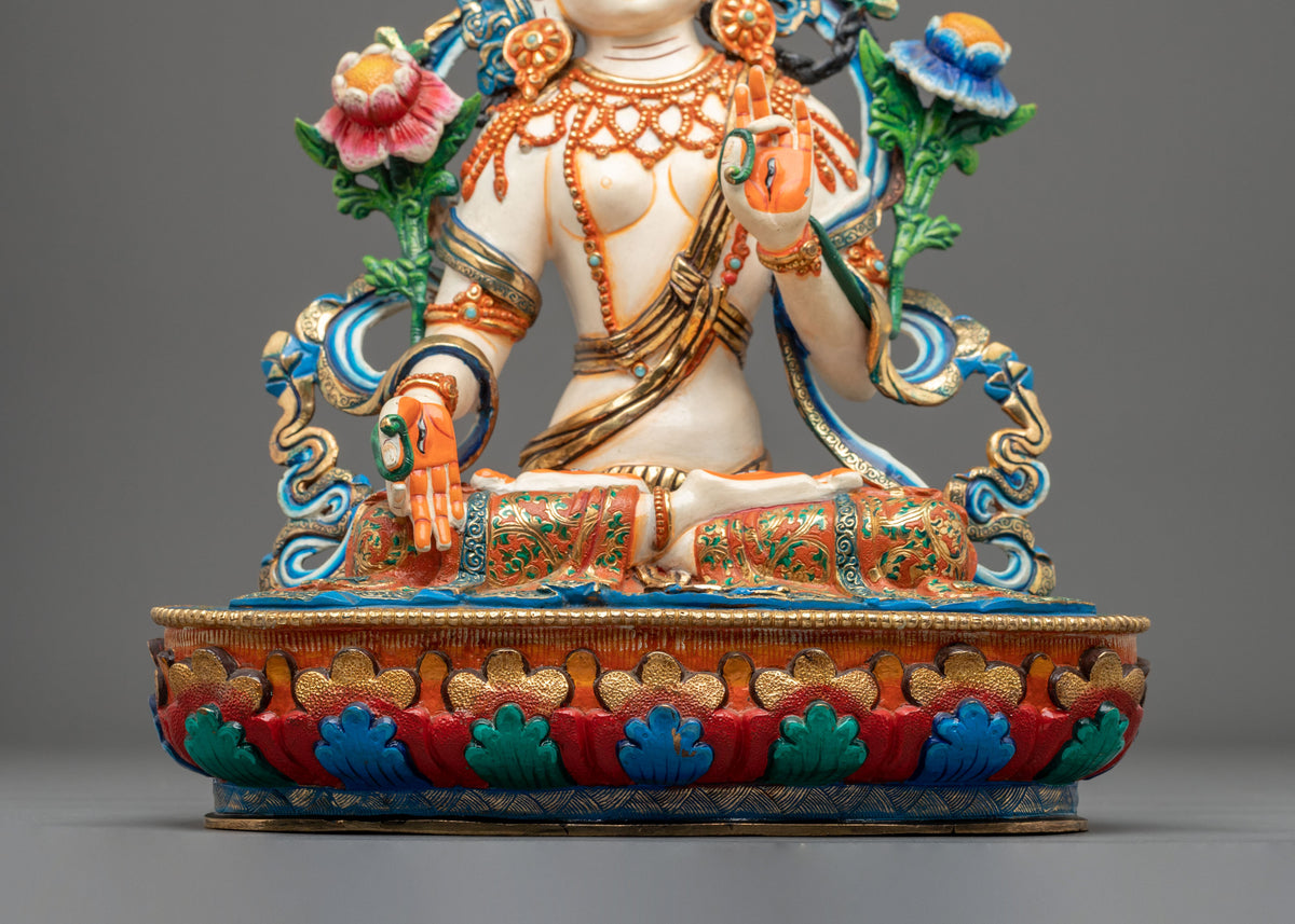 White Tara Meditation Altar Statue | Buddhist Deity of Compassion