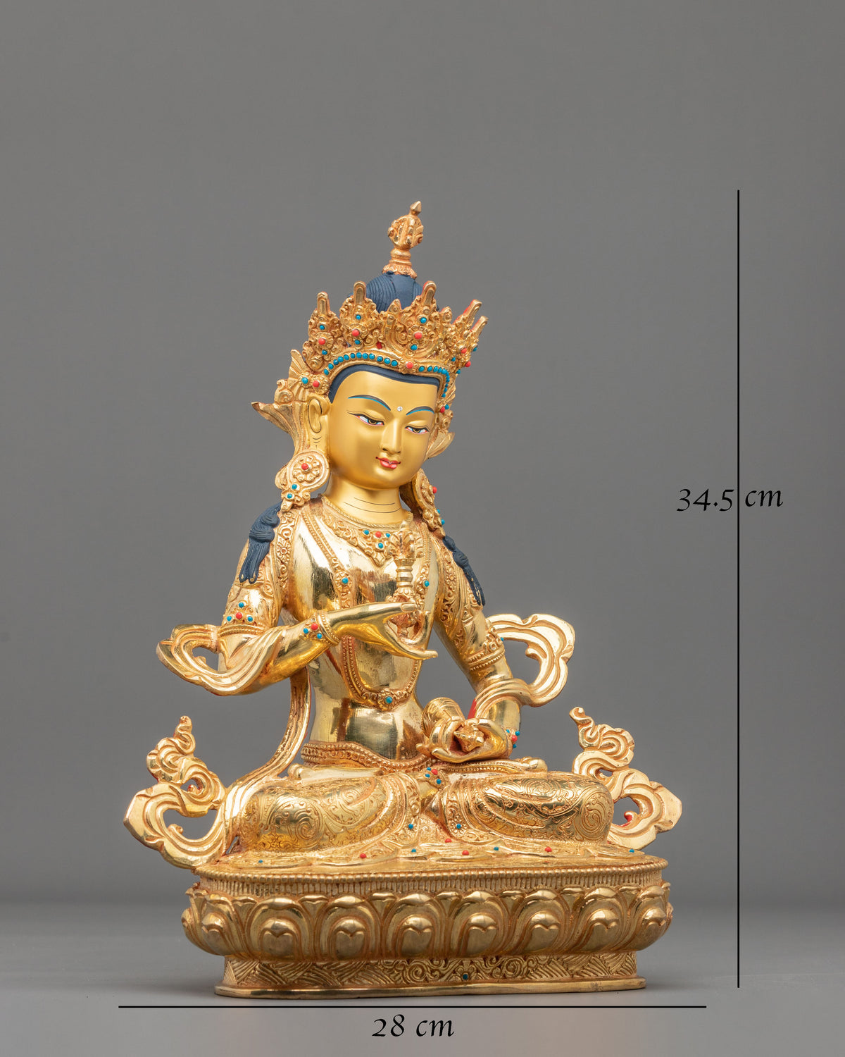 Vajrasattva Traditional Sculpture | 24K Gold Gilded Buddhist Statue