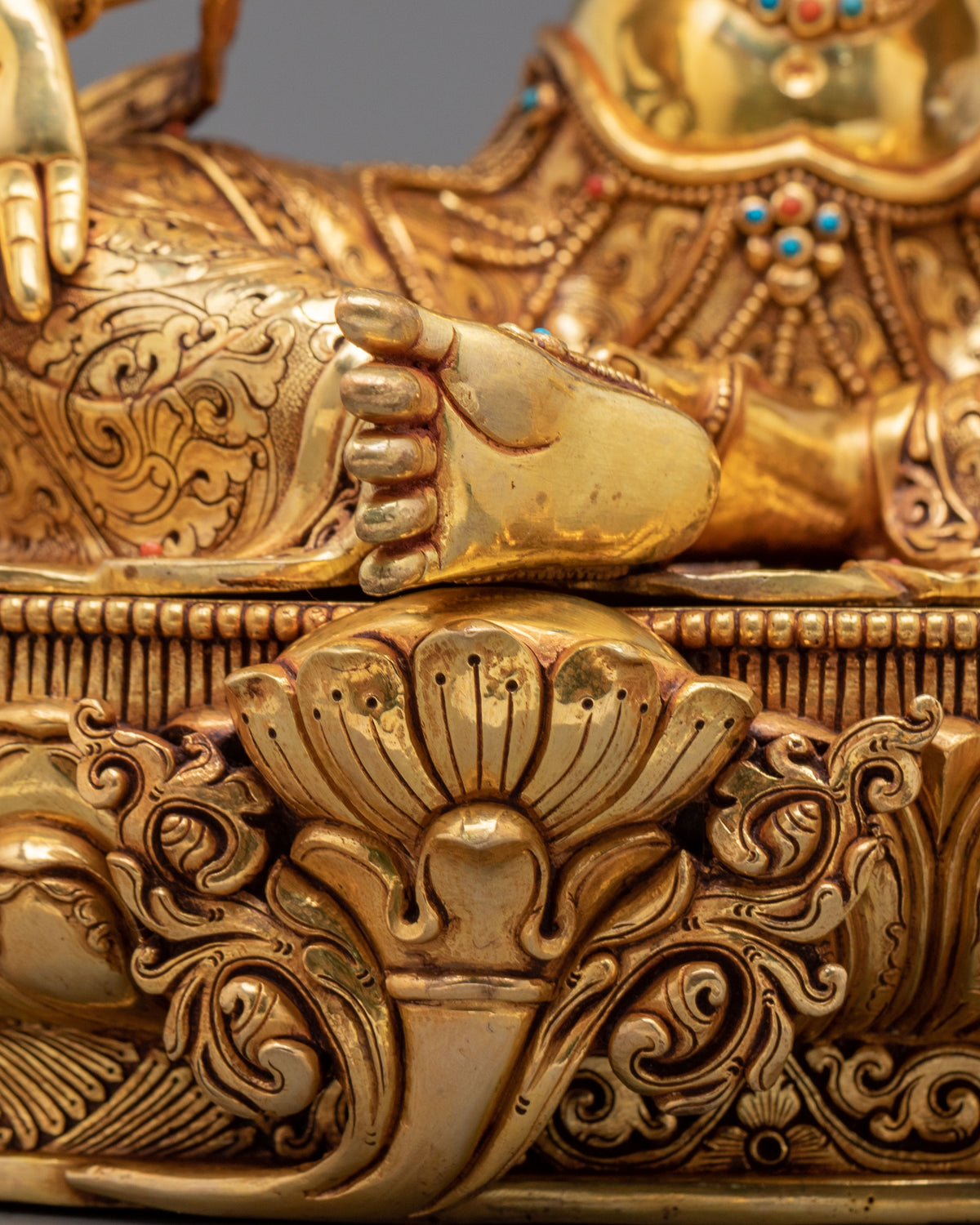 Green Tara Protection from Fears Statue: 24K Gold Gilded