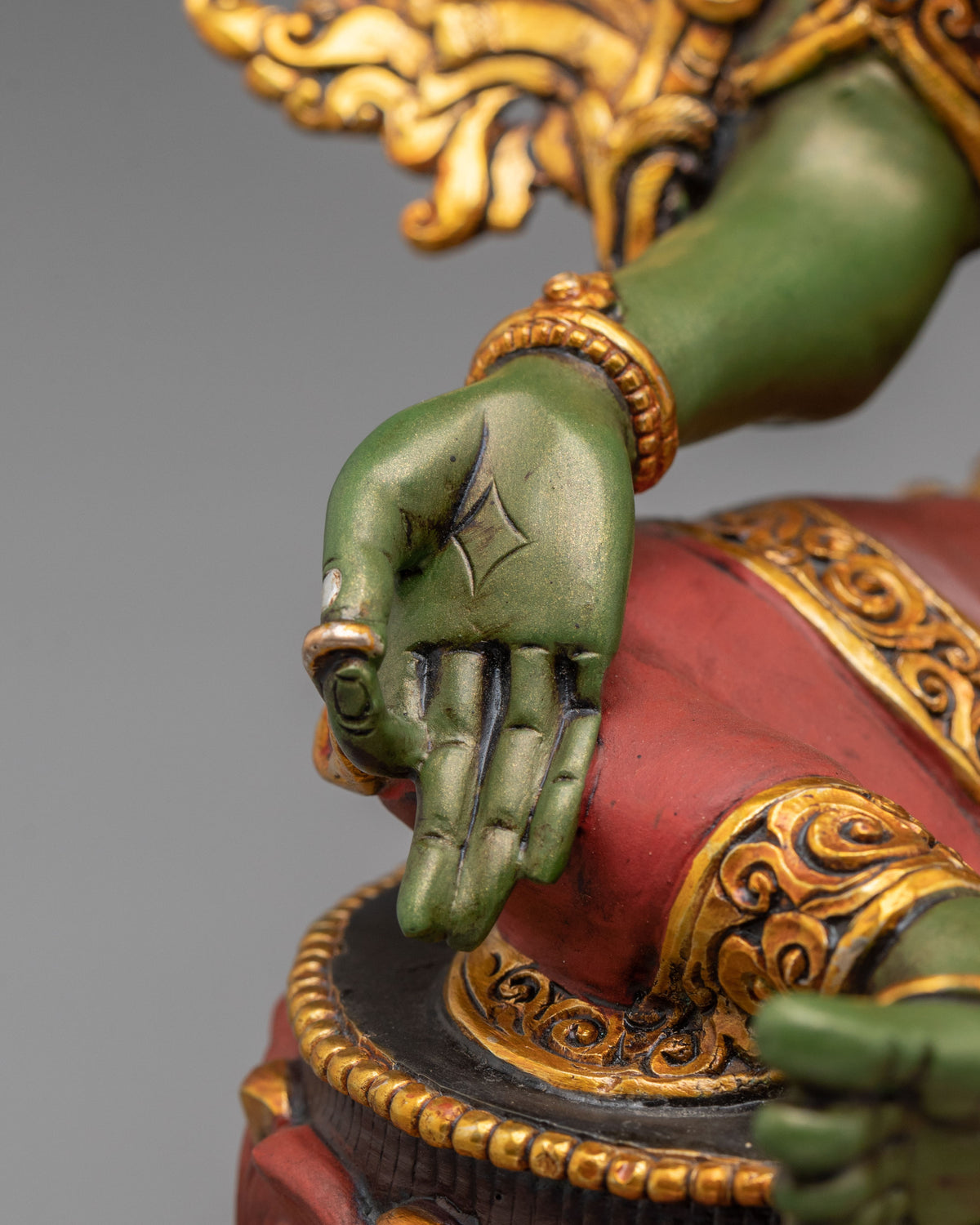 Green Tara Vajrayana Liberation Sculpture | Himalayan Buddhist Shrine Art
