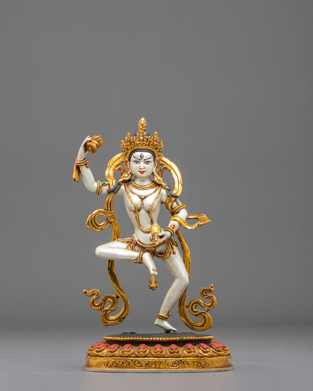 Machig Labdron Vajrayana Statue | Copper Statue with Hand carved Gemstones