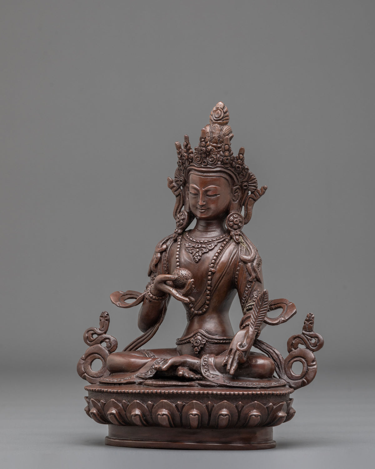 Kshitigarbha Statue | Oxidized Copper Sacred Sculpture
