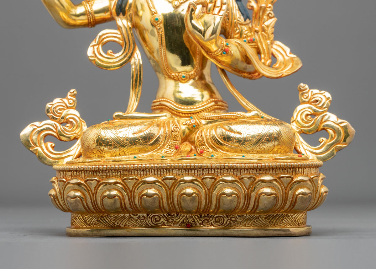 Manjushri 24K Gold Coated Sculpture | Altar Decor