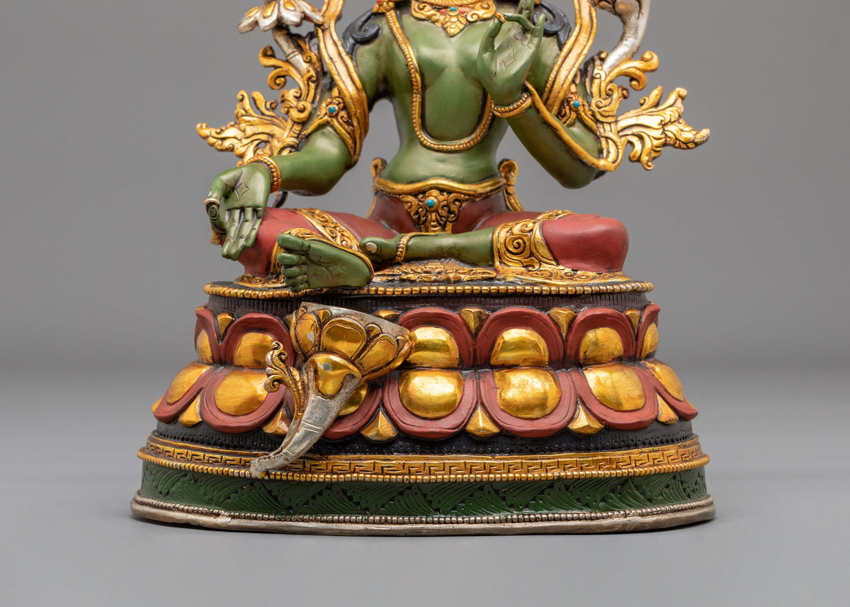 Green Tara Vajrayana Liberation Sculpture | Himalayan Buddhist Shrine Art