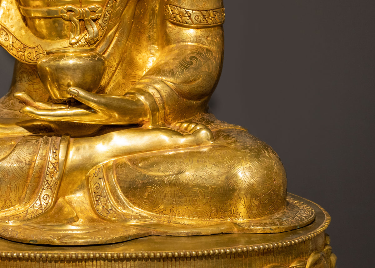 Crown Shakyamuni Buddha 24K Gold Coated Sculpture
