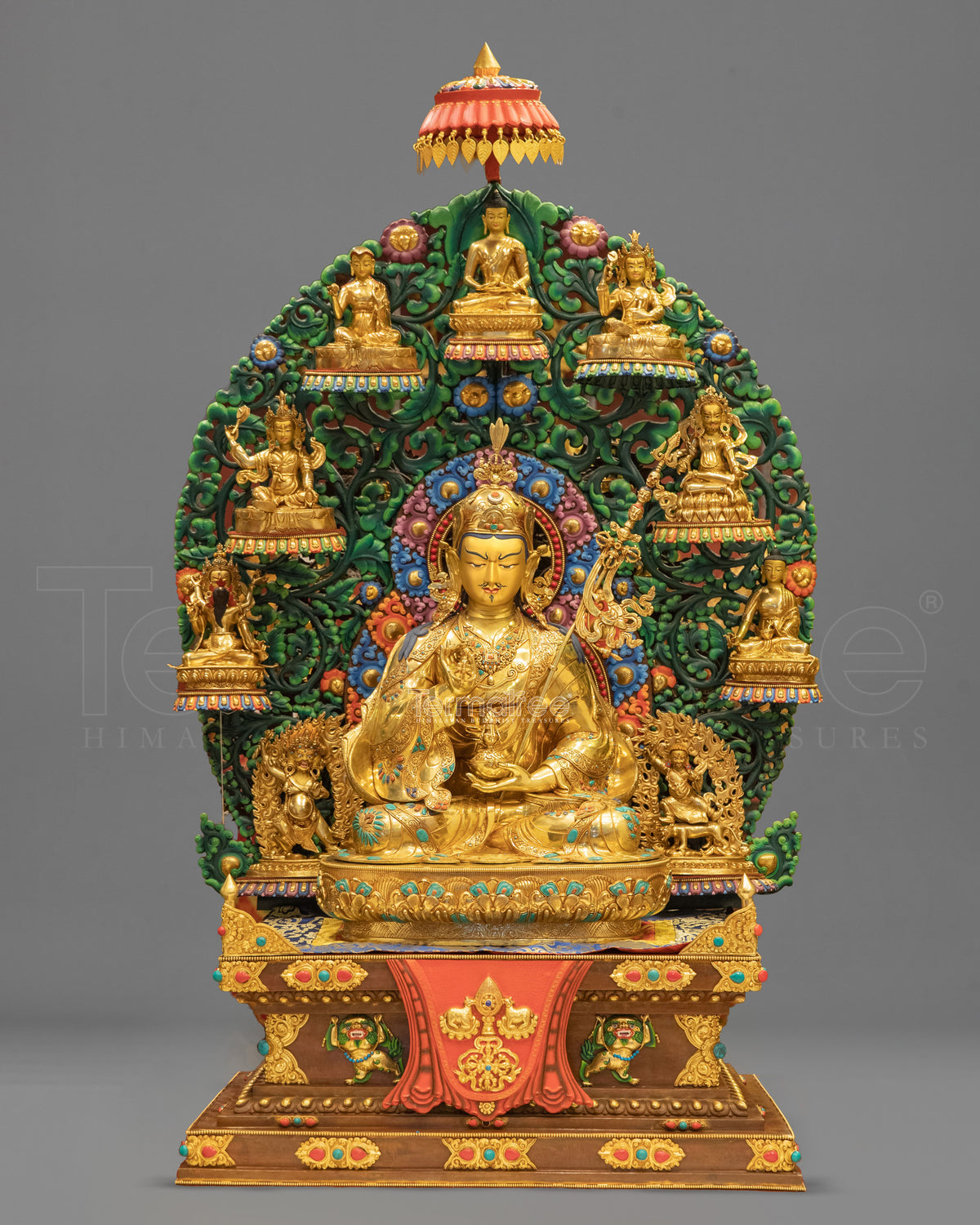 Guru Rinpoche with Eight Manifestation Statue Set