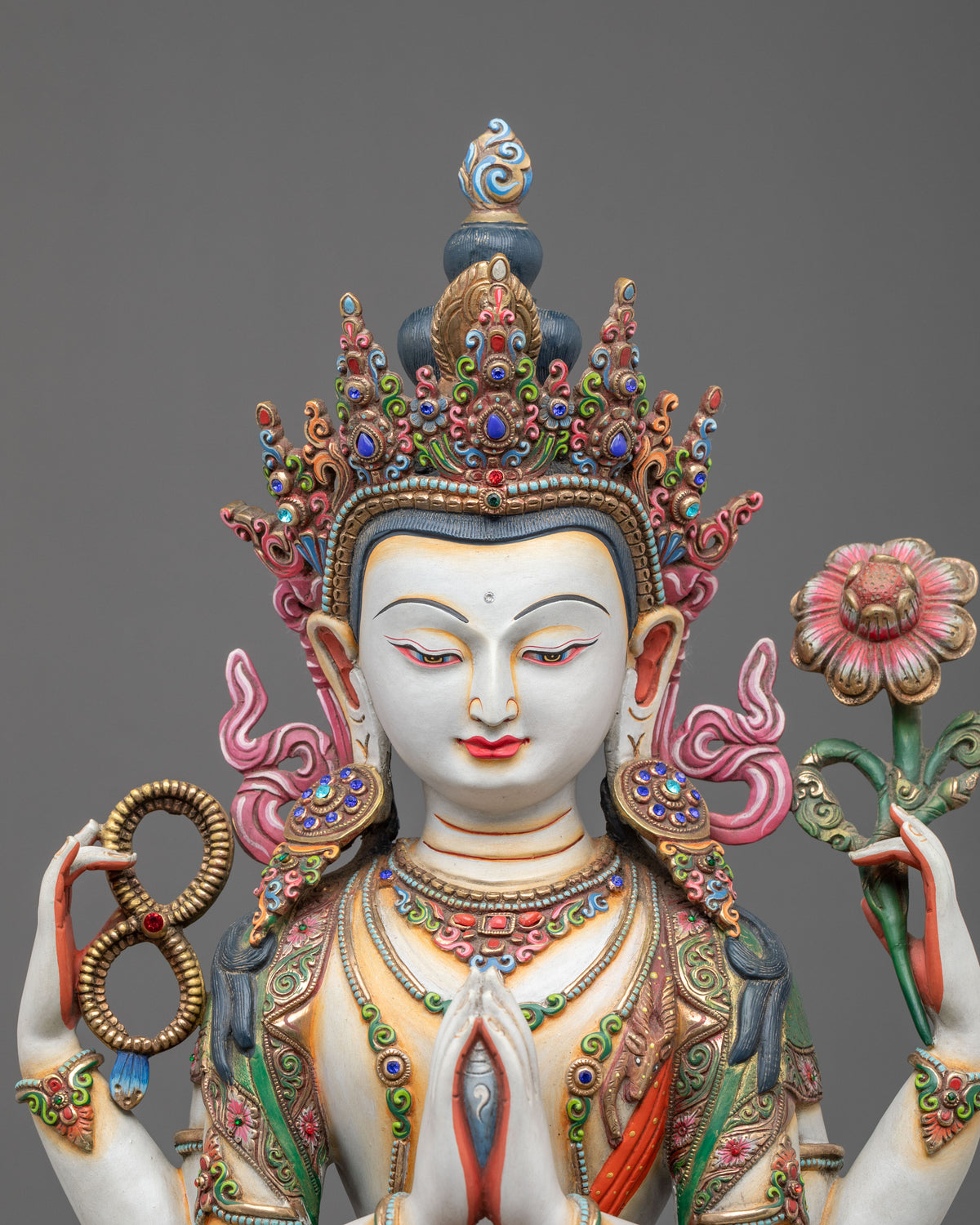 Chenrezig 24K Gold Coated Copper Figurine | Buddhist Shrine