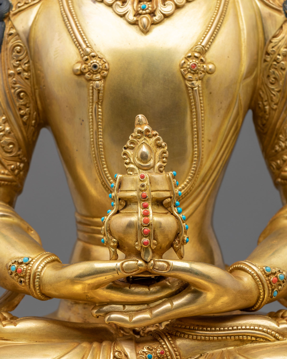 Amitayus Sculpture | 24k Gold Gilded Tibetan Sculpture