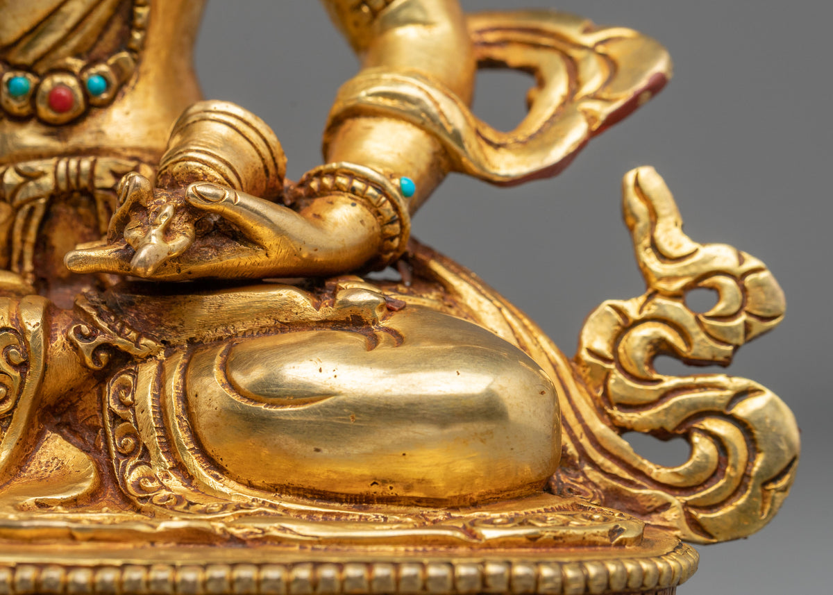 Hand Carved Vajrasattva Copper Sculpture | 24K Gold Gilded Purification Statue