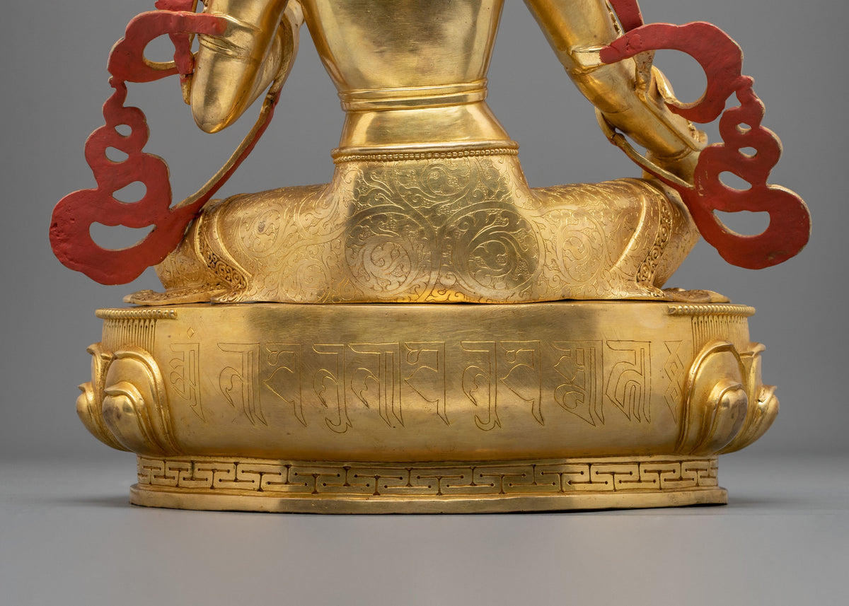 Tibetan Goddess Green Tara Golden Sculpture