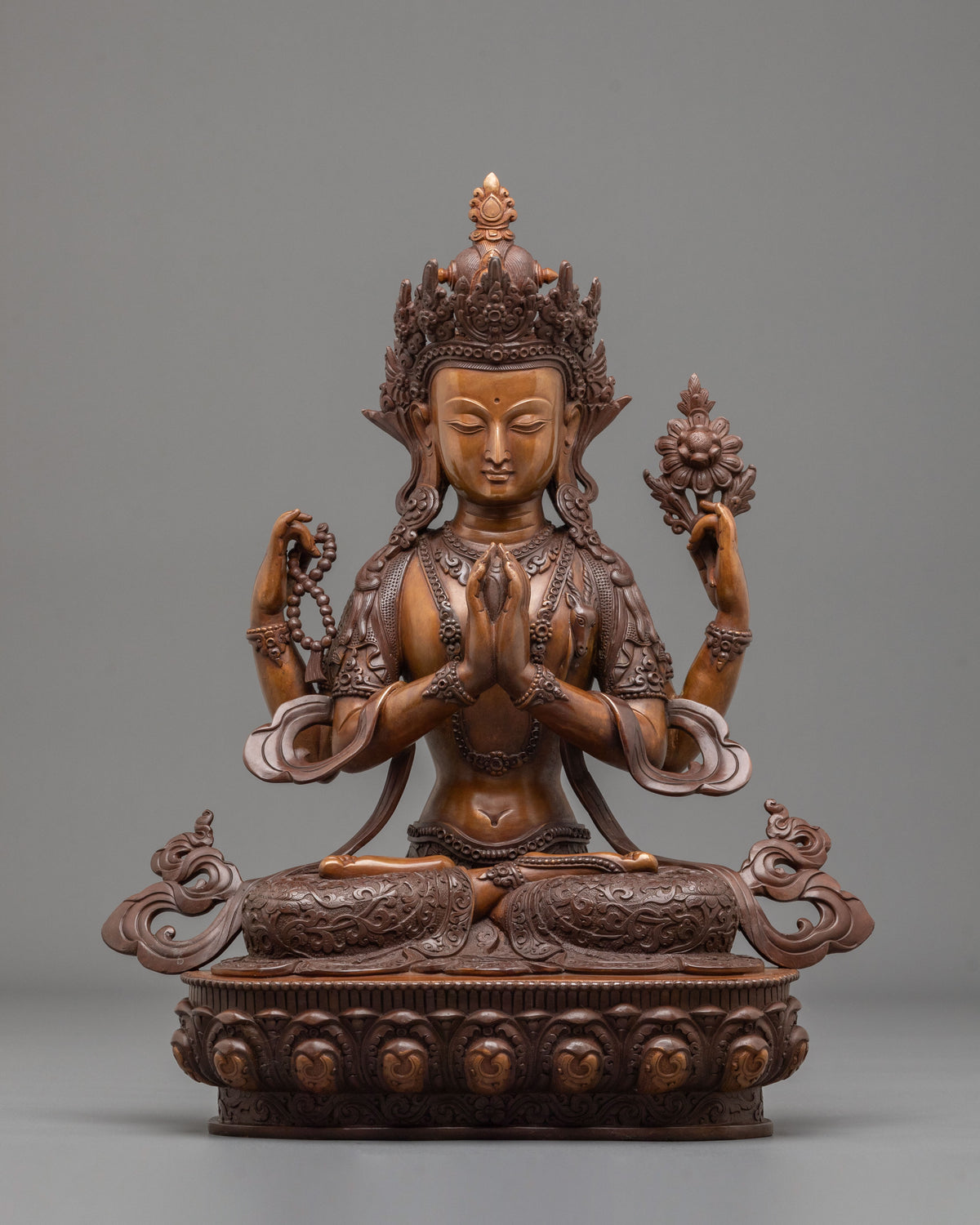 Chenrezig Four Arms Mercy Statue | Buddhist Sculpture of Great Compassion