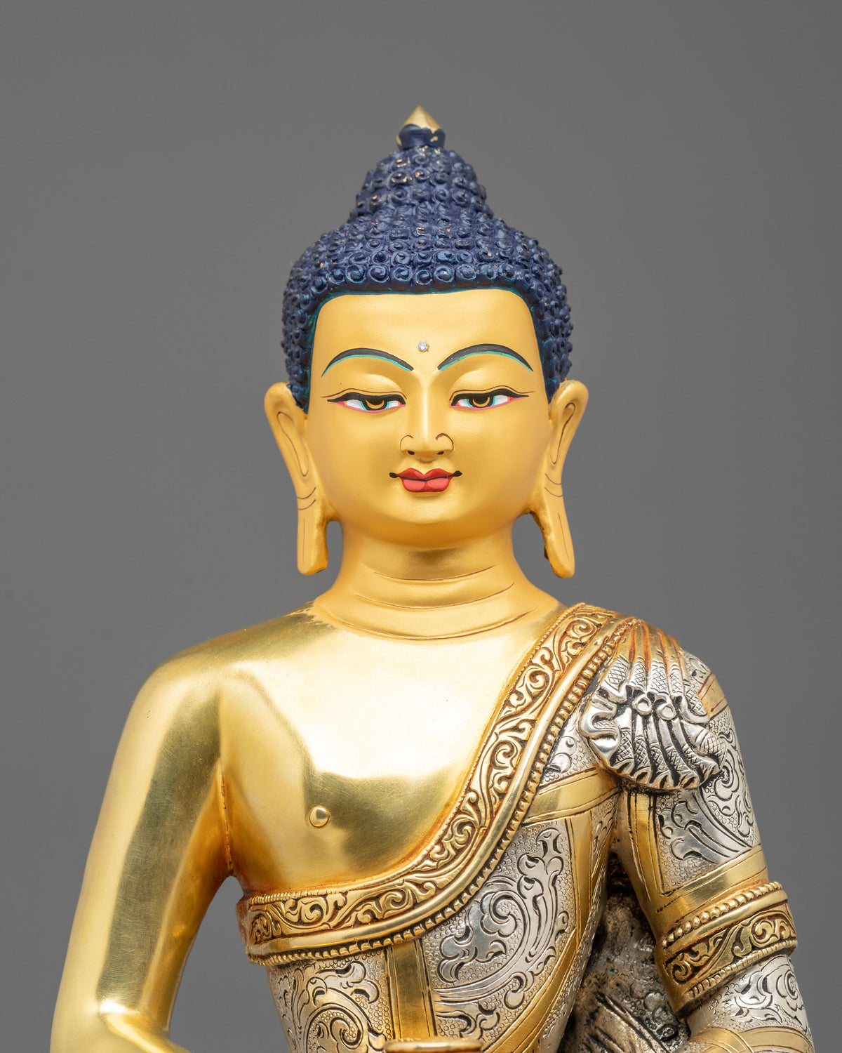Amitabha Buddha: 24K Gold Gilded Copper Sculpture