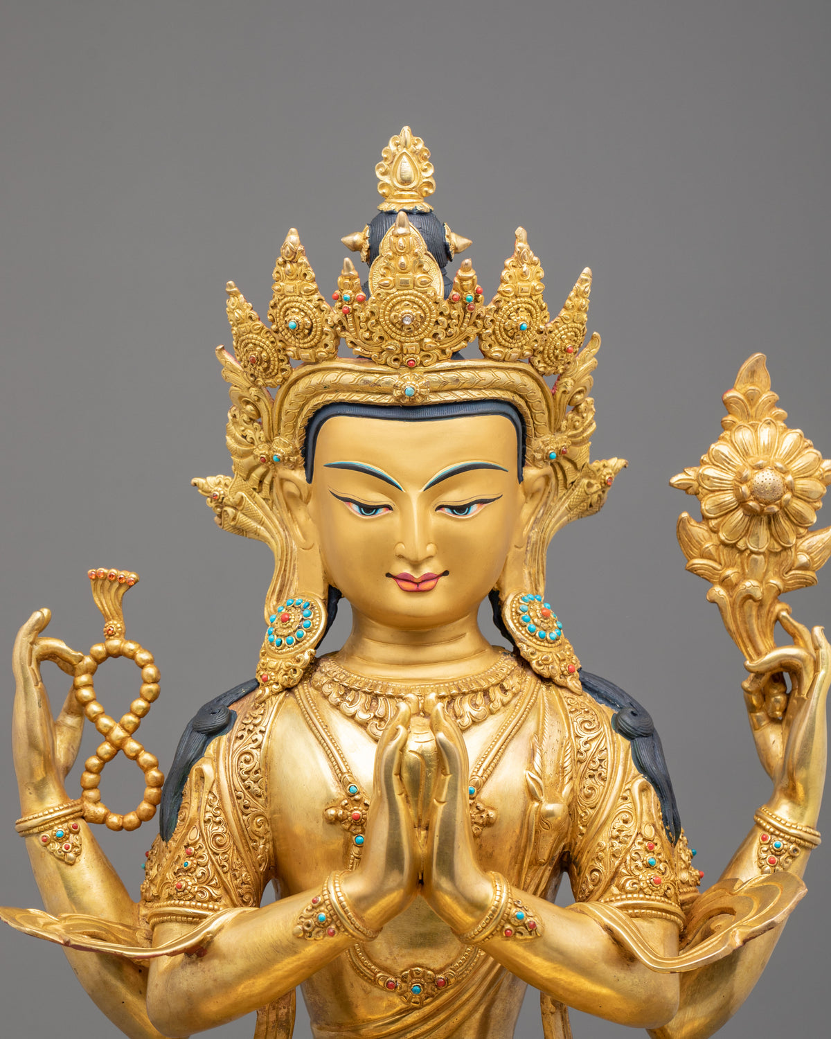 Chenrezig 24K Gold Gilded Sacred Sculpture | Home Decor