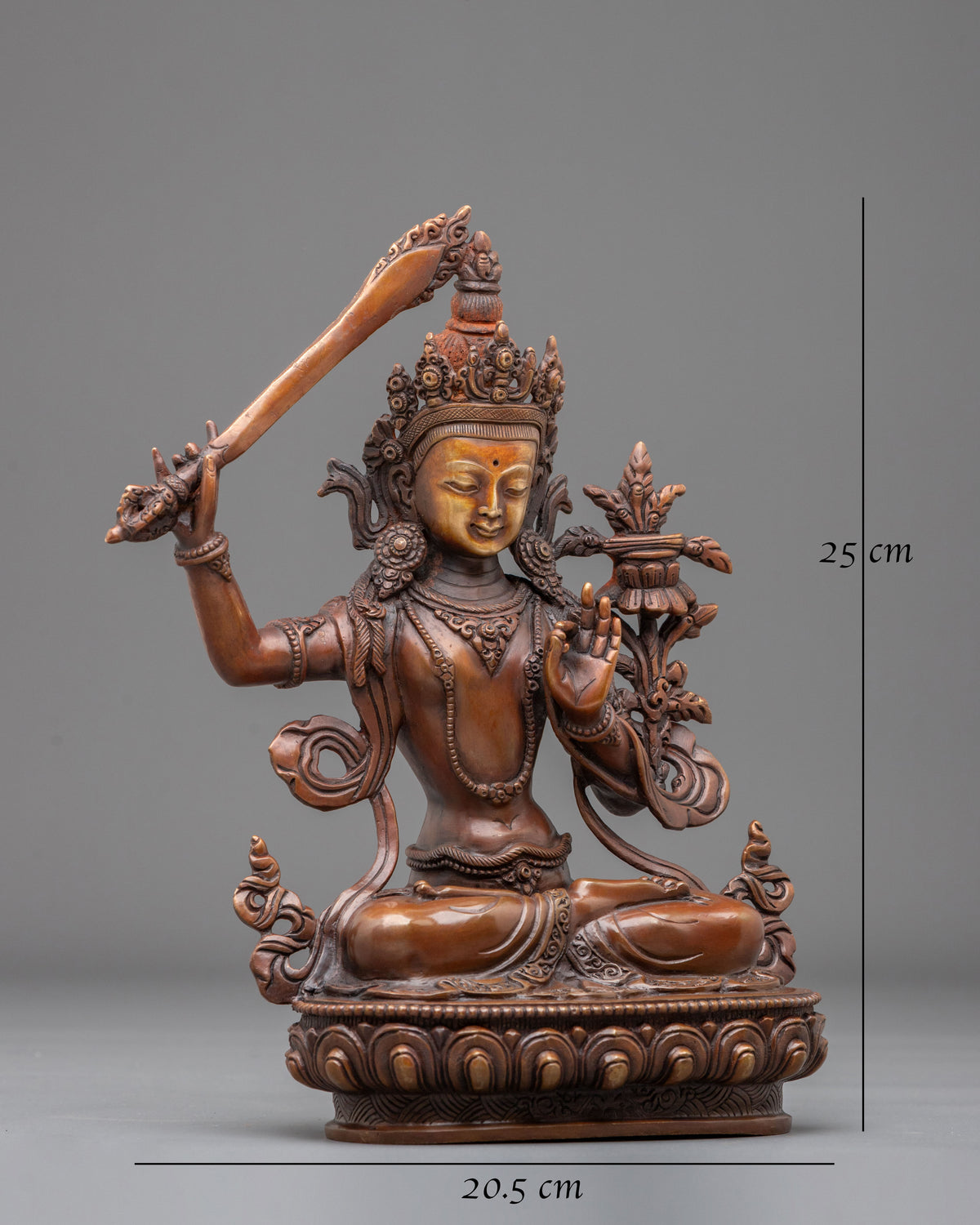 Manjushri Sacred Statue | Oxidized Copper Bodhisattva of Wisdom