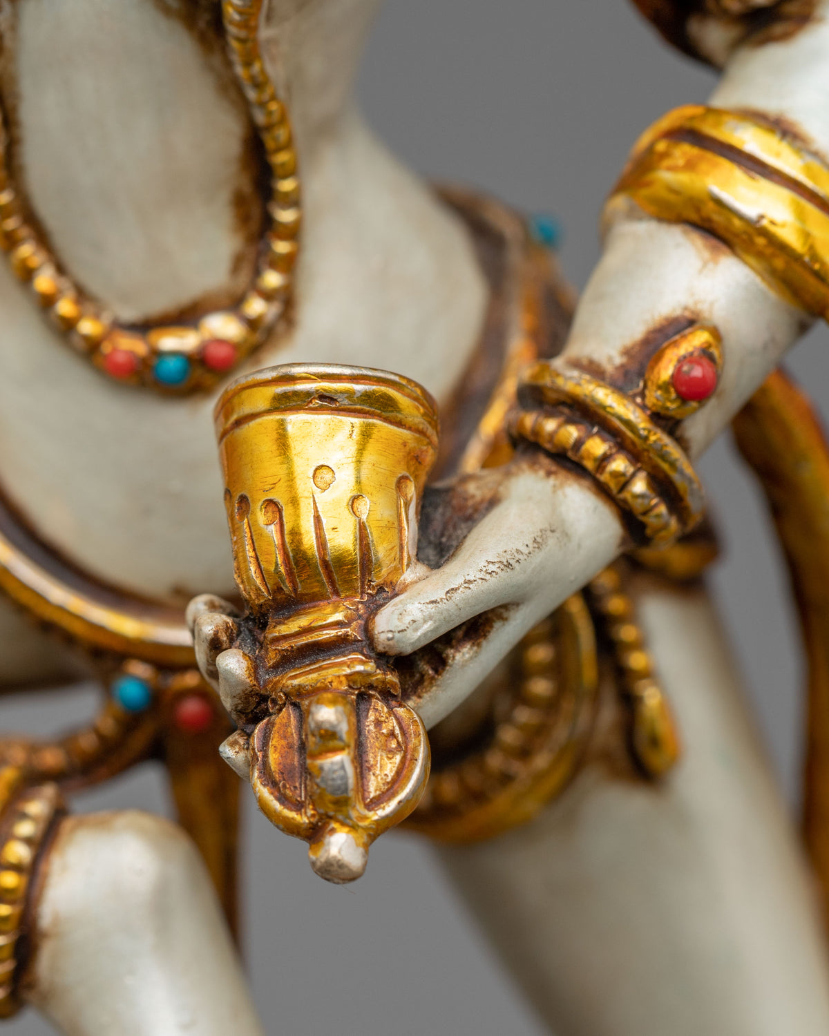 Machig Labdron Vajrayana Statue | Copper Statue with Hand carved Gemstones